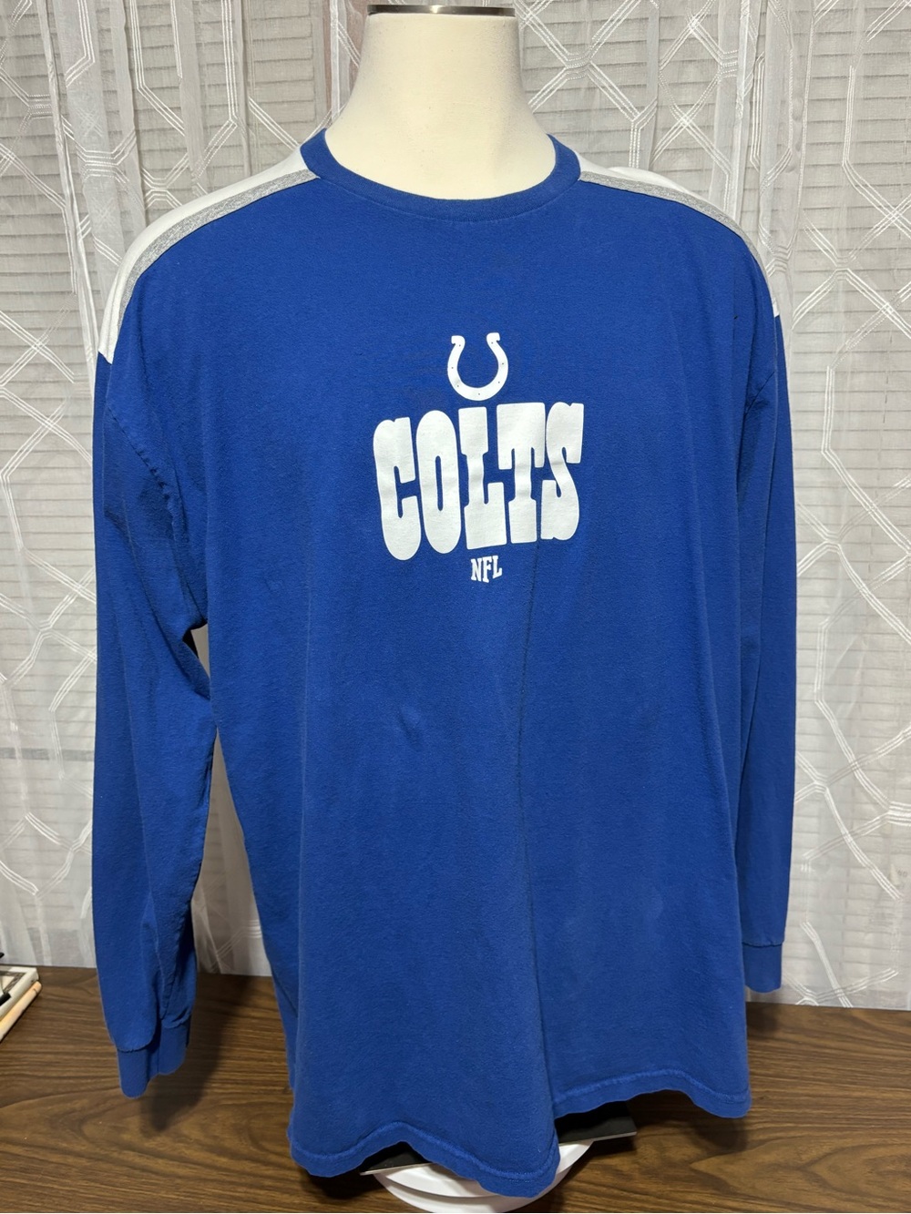 NFL Indianapolis Colts 3XL Royal Blue Long Sleeve Shirt w/White Logo 28 p2p 36L